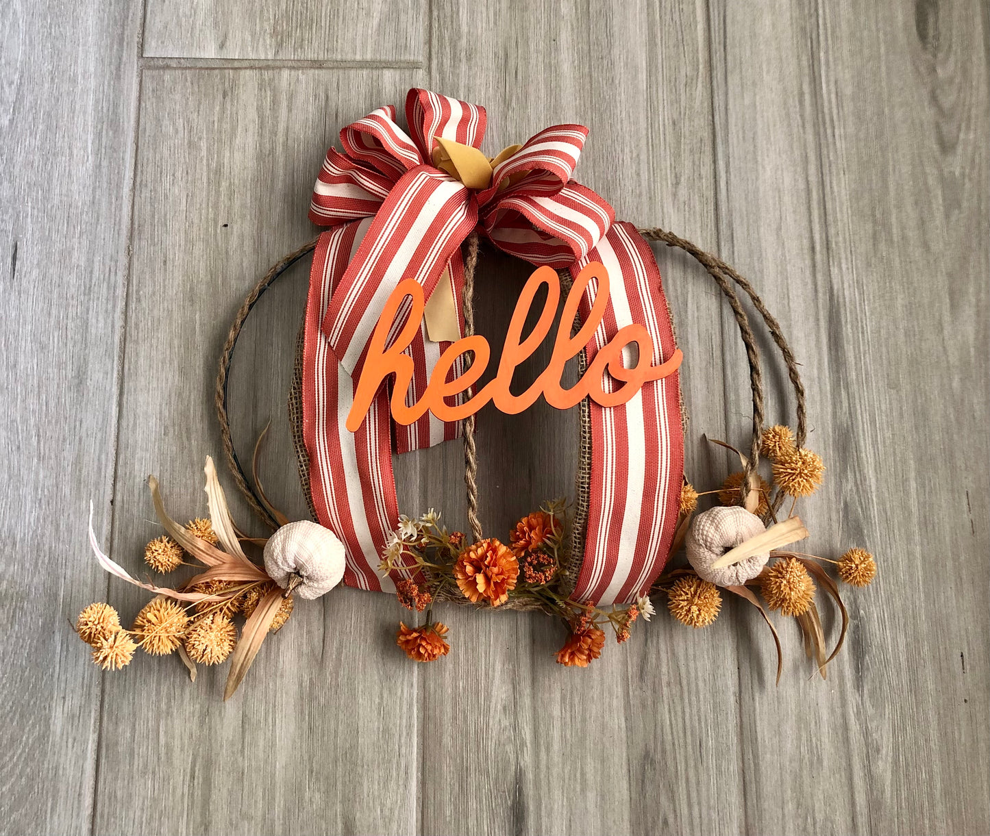 Fall Pumpkin Hello Wire Wreath