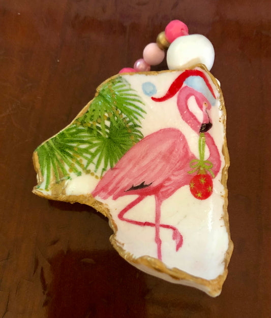 Flamingo Conch Shell Ornament